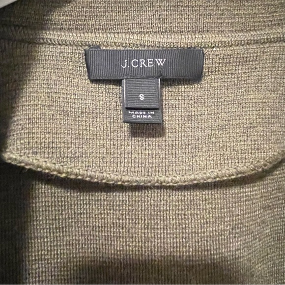 Sz S J. Crew Sophie Olive open front blazer cardigan 100% Merino Wool - Picture 5 of 7